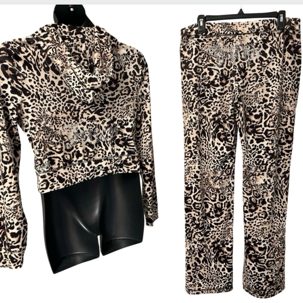 JUICY COUTURE LEOPARD OG BLING RHINESTONE VELOUR TRACKSUIT SWEATSUIT NWT